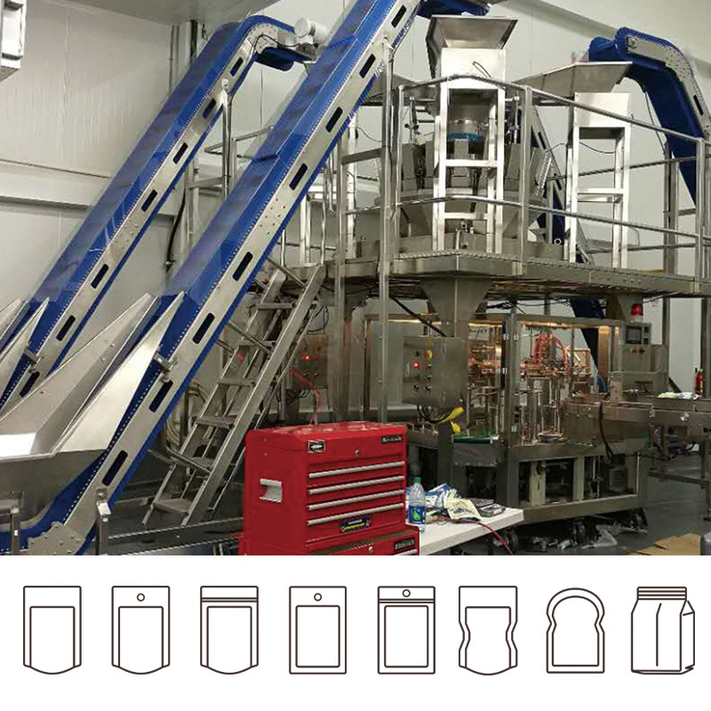 완전자동 스낵 포장기 스낵 식품 감자칩 팝콘 질소 충전 Doypack 포장기