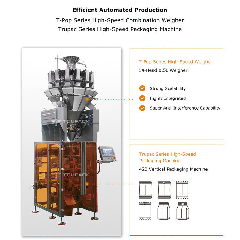 칩, 견과류, 사탕, 과립 5-200g용 자동 스낵 식품 계량 및 포장 기계 고속 디지털 센서 포장 라인