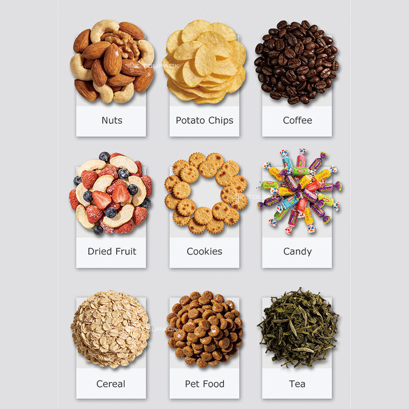 칩, 견과류, 사탕, 과립 5-200g용 자동 스낵 식품 계량 및 포장 기계 고속 디지털 센서 포장 라인